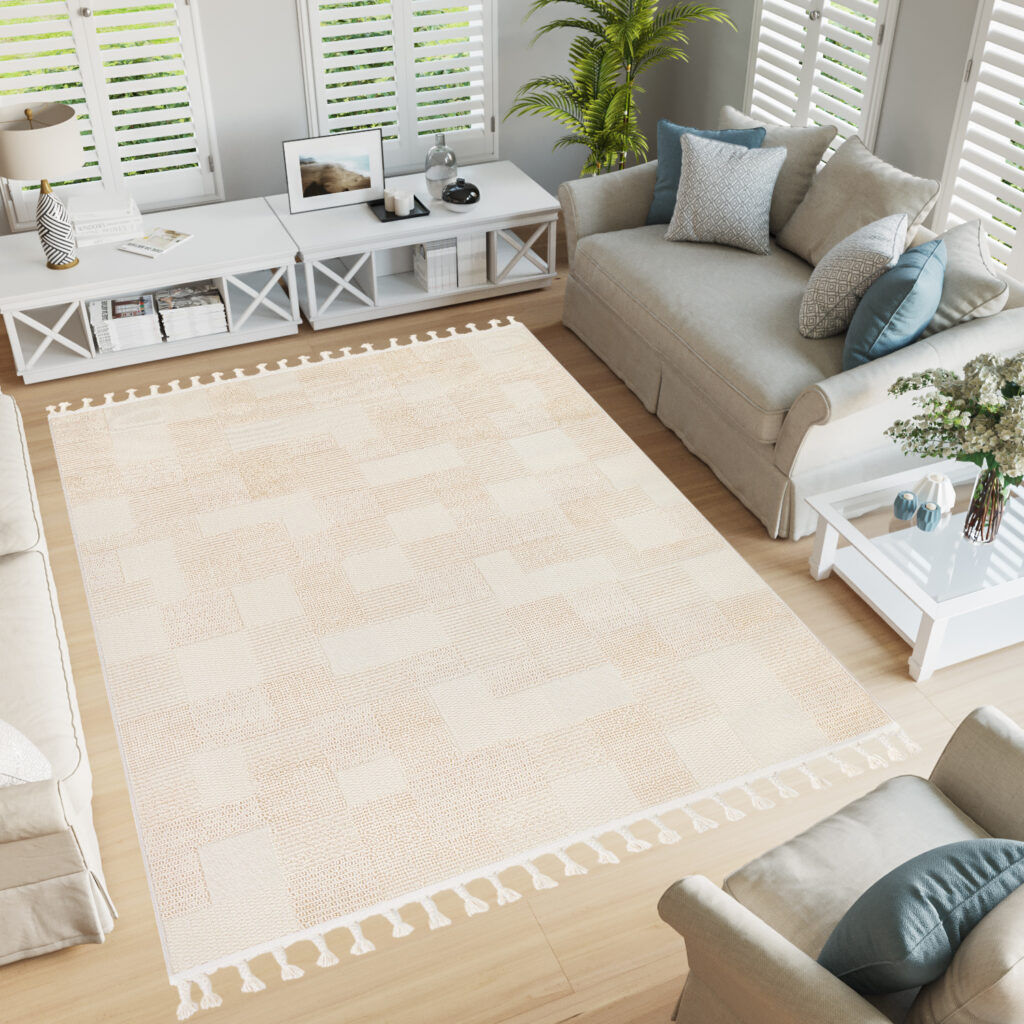 Dywan Zewnętrzny Rio Loop Kremowy Szachownica